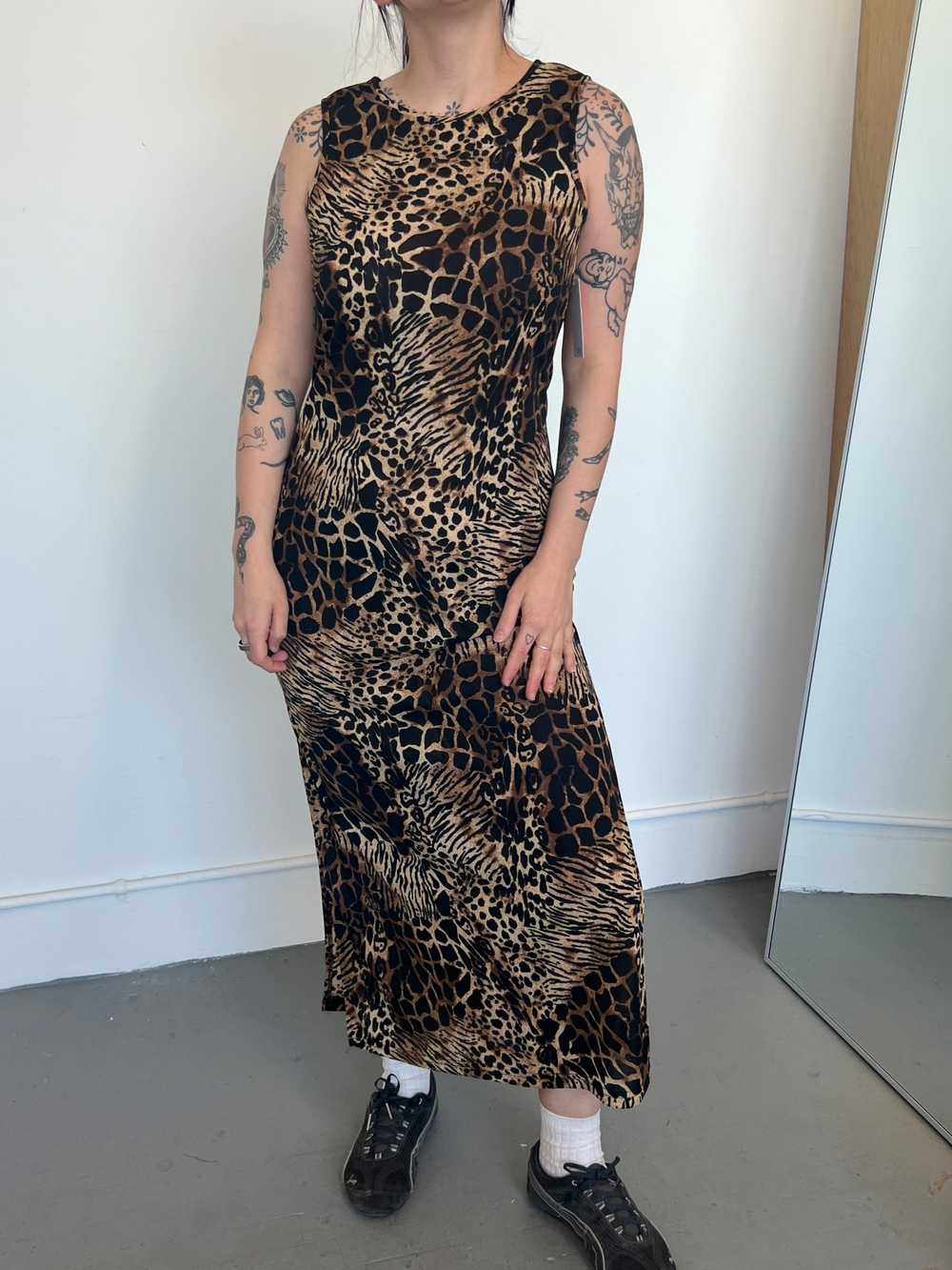 Vintage Animal Print Maxi Dress - image 1