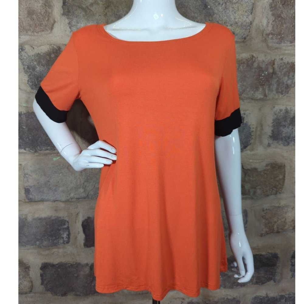 Other Sarin Mathews Top Orange Black Short Sleeve… - image 1