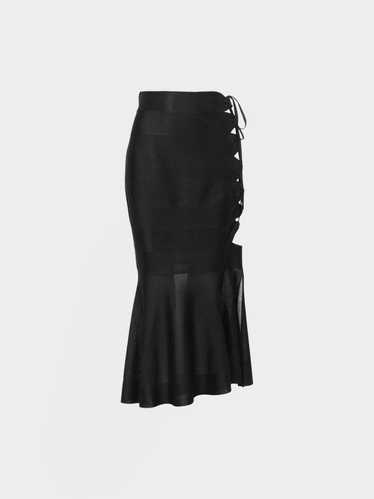 Alaïa 1986 Black Lace-up Mesh Mermaid Skirt