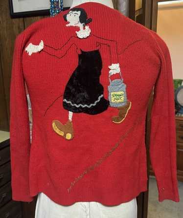 Vintage Olive Oyl Popeye Red Sweater Small - Spin… - image 1