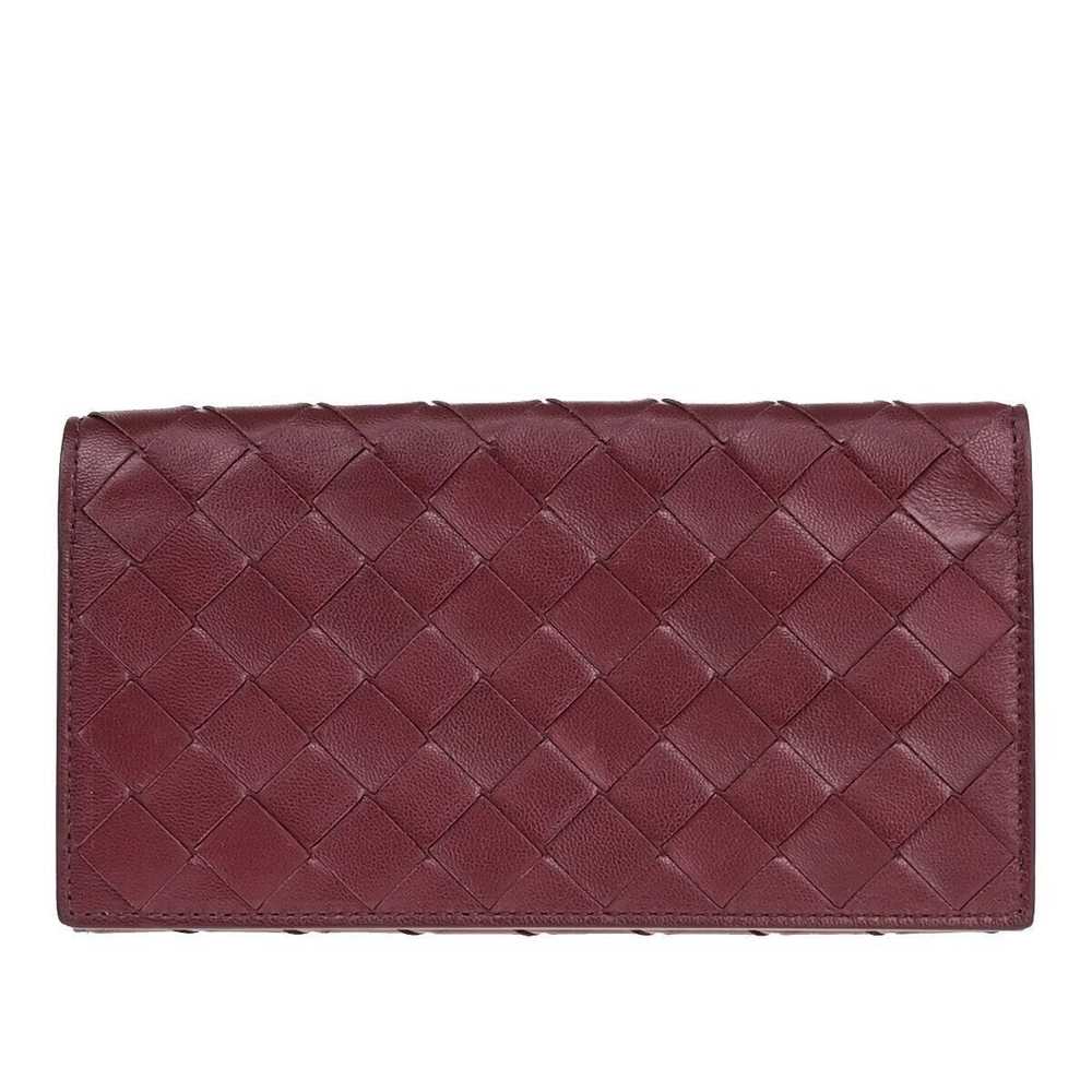 Bottega Veneta Intrecciato Burgundy Leather Walle… - image 1