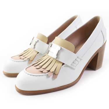 HERMES pumps leather White beige Constance Elysee 