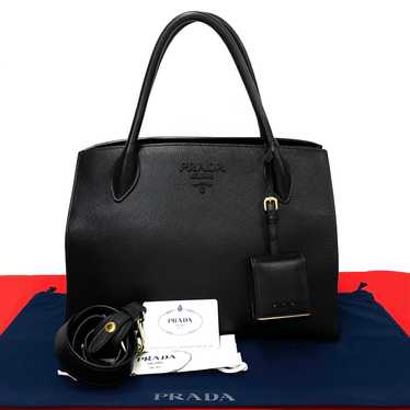 PRADA Shoulder Bag leather black monochrome - image 1