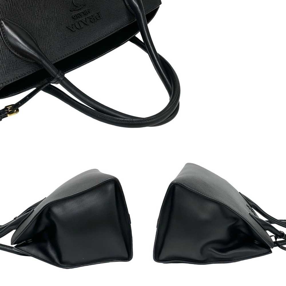 PRADA Shoulder Bag leather black monochrome - image 6