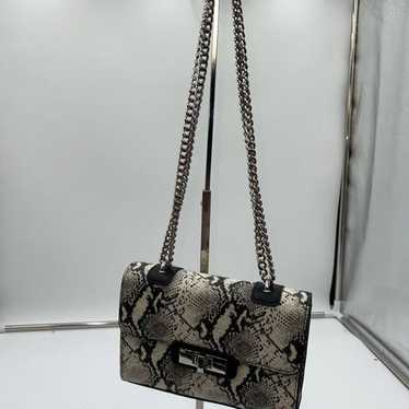 Steve Madden good B Antonia Crossbody Clutch Snake Python Print White Black Handbag