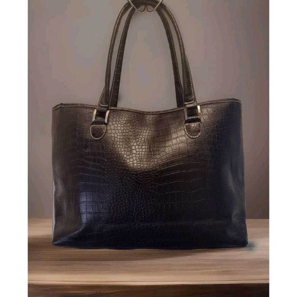 New BOB MACKIE Tote Large Faux Crocodile Leather … - image 5