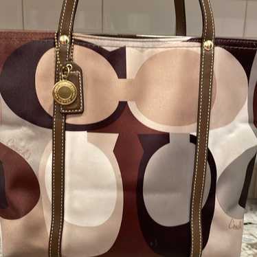 Coach monogram poppy tote bag