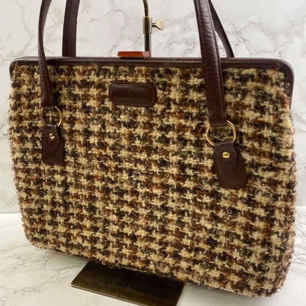 Vintage Wool × Genuine Leather Antique Handbag - image 1