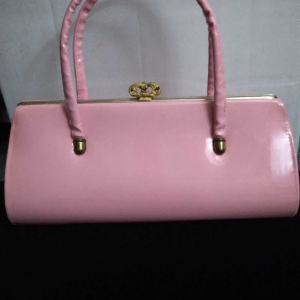 Vintage 1950's Barbie Pink Patent Leather Purse - image 1