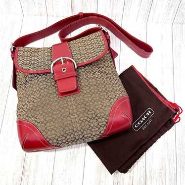 Coach Shoulder Bag Soho Mini Signature Canvas Red 