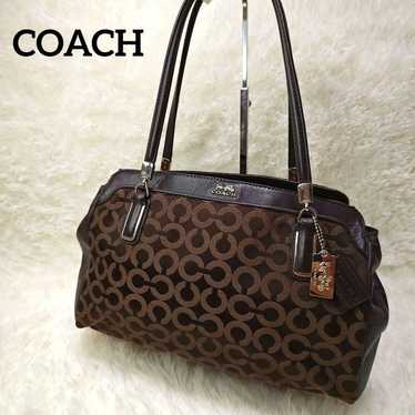 COACH Handbag Signature Leather Brown Gold