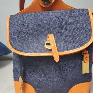 Vintage Dooney & Bourke Backpack Canvas Leather U… - image 1