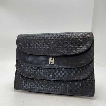 Fendi Pouch Second Clutch Bag Intrecciato Leather 