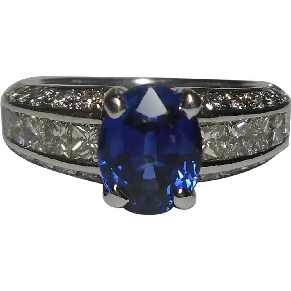 Ring Natural Sapphire Diamond Size 5 1/2 - image 1