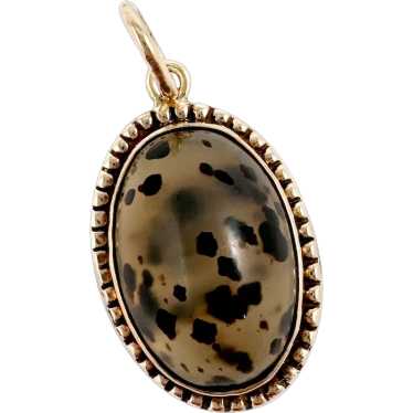 Circa 1900 Moody Agate and 10k Gold Pendant - image 1