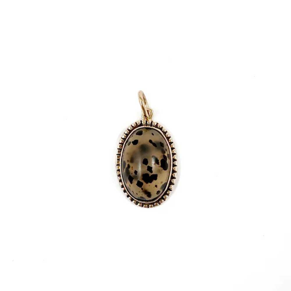 Circa 1900 Moody Agate and 10k Gold Pendant - image 2