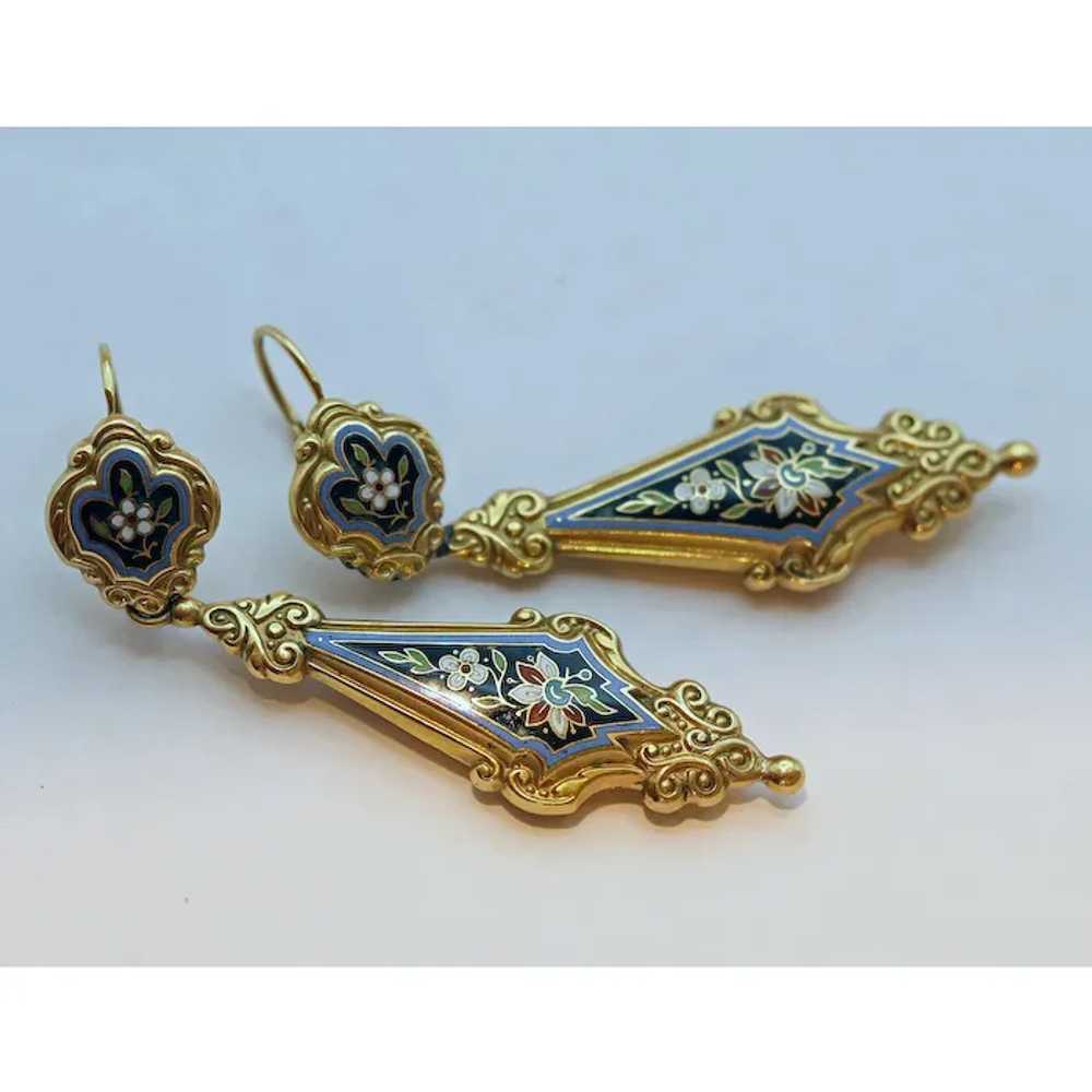 Antique Georgian Earrings Ear Pendants 18k gold E… - image 10