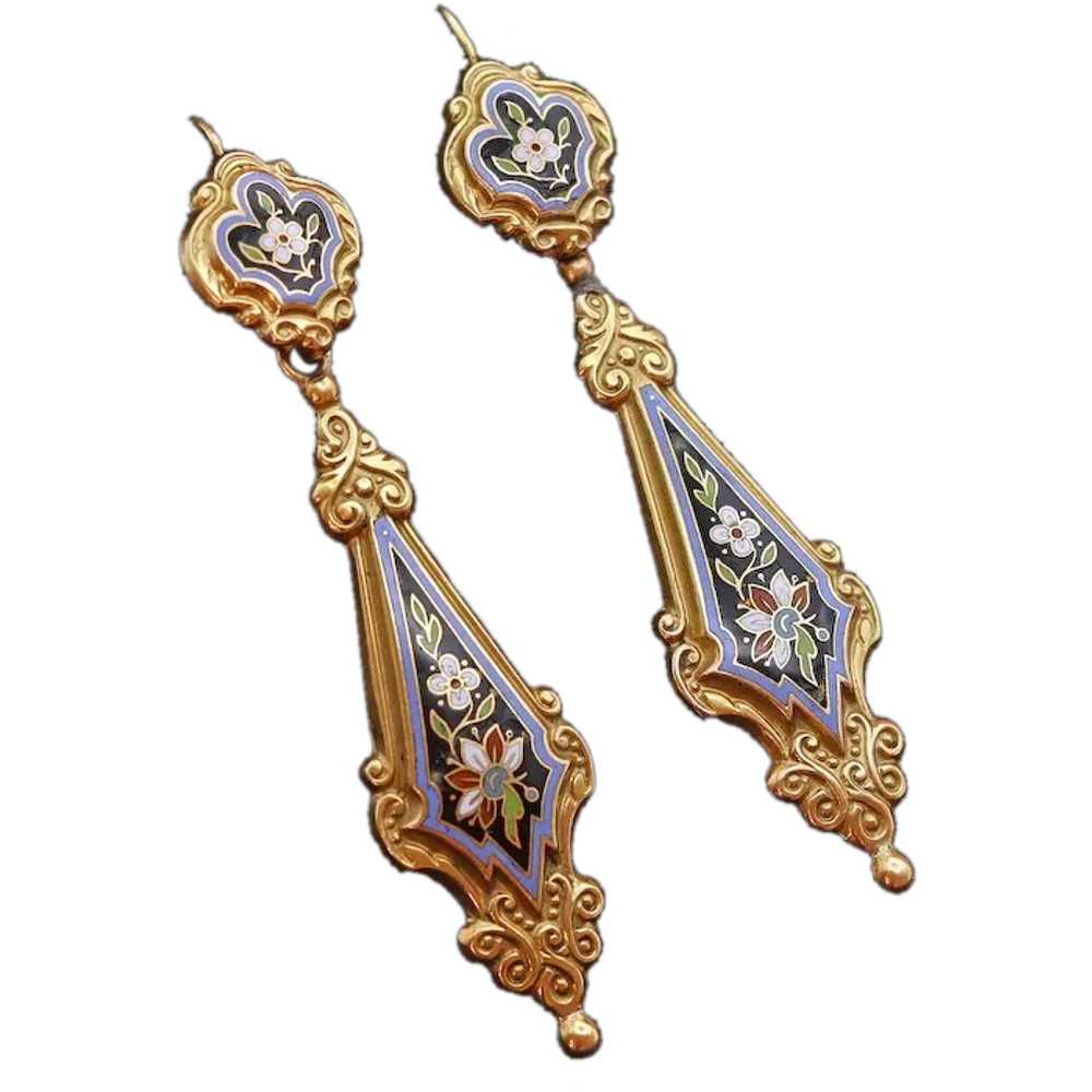 Antique Georgian Earrings Ear Pendants 18k gold E… - image 1