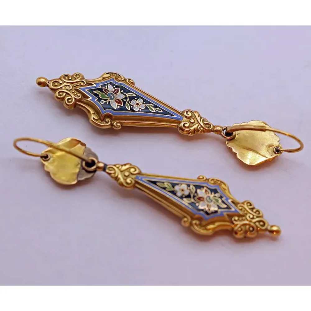 Antique Georgian Earrings Ear Pendants 18k gold E… - image 3