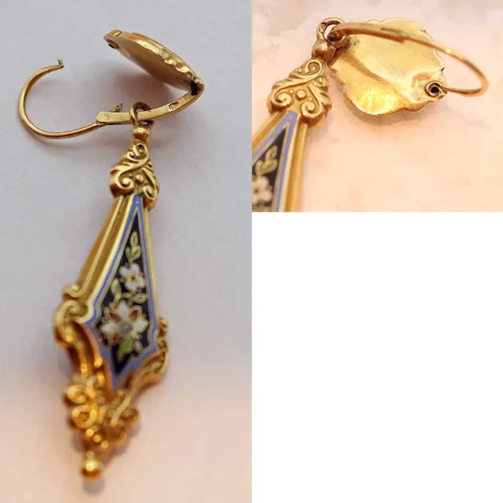 Antique Georgian Earrings Ear Pendants 18k gold E… - image 5