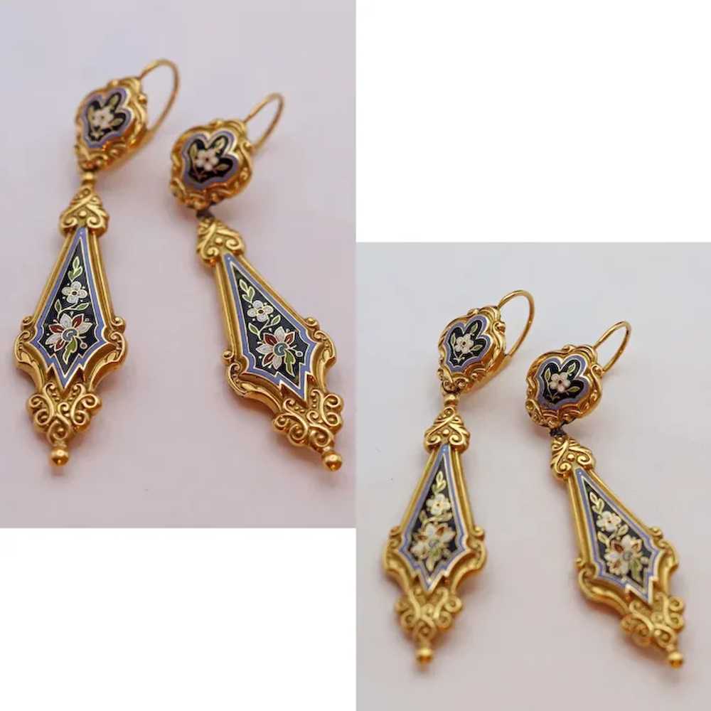 Antique Georgian Earrings Ear Pendants 18k gold E… - image 9