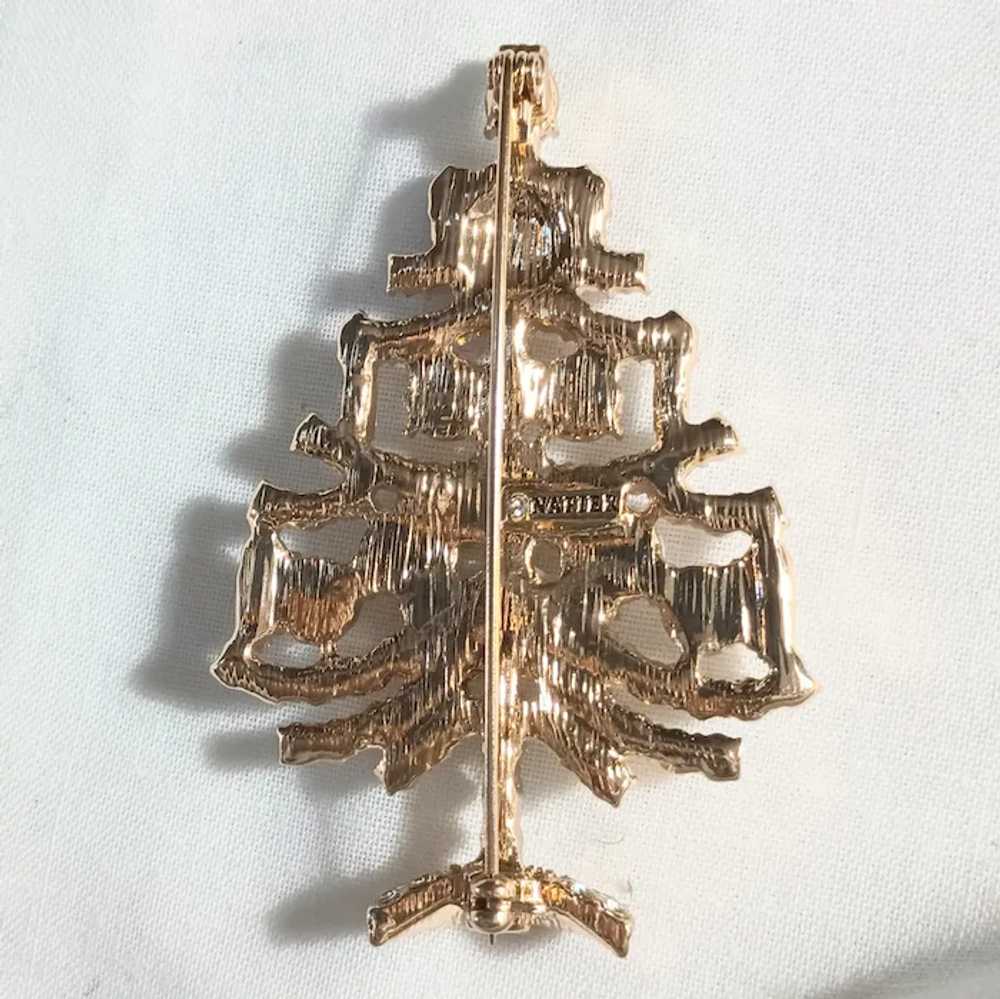 Napier Christmas tree brooch faux pearl rhineston… - image 2