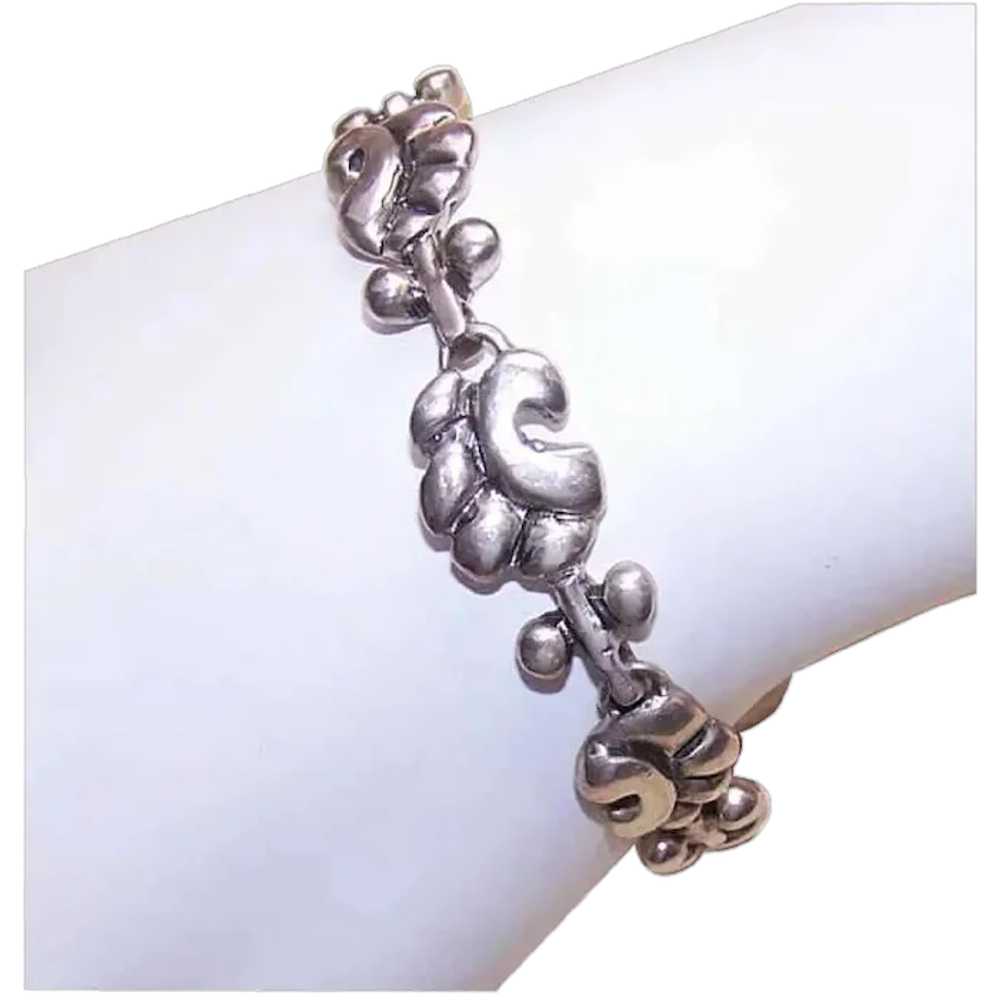 Retro Mid-Century Sterling Silver Link Bracelet -… - image 1