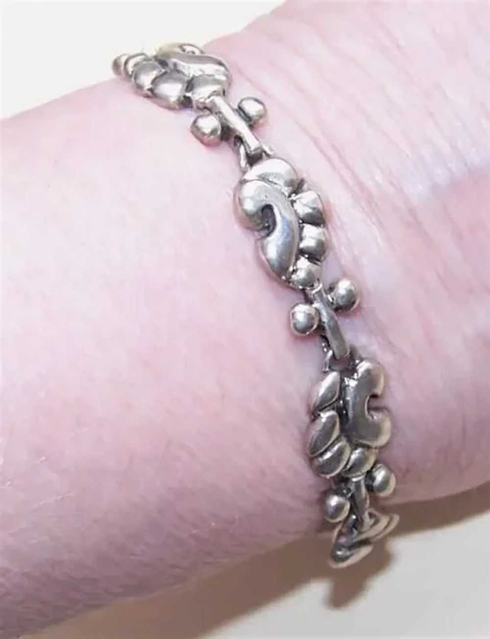 Retro Mid-Century Sterling Silver Link Bracelet -… - image 2