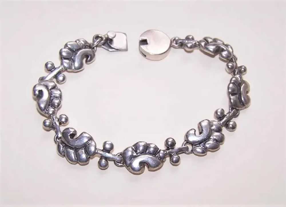 Retro Mid-Century Sterling Silver Link Bracelet -… - image 4