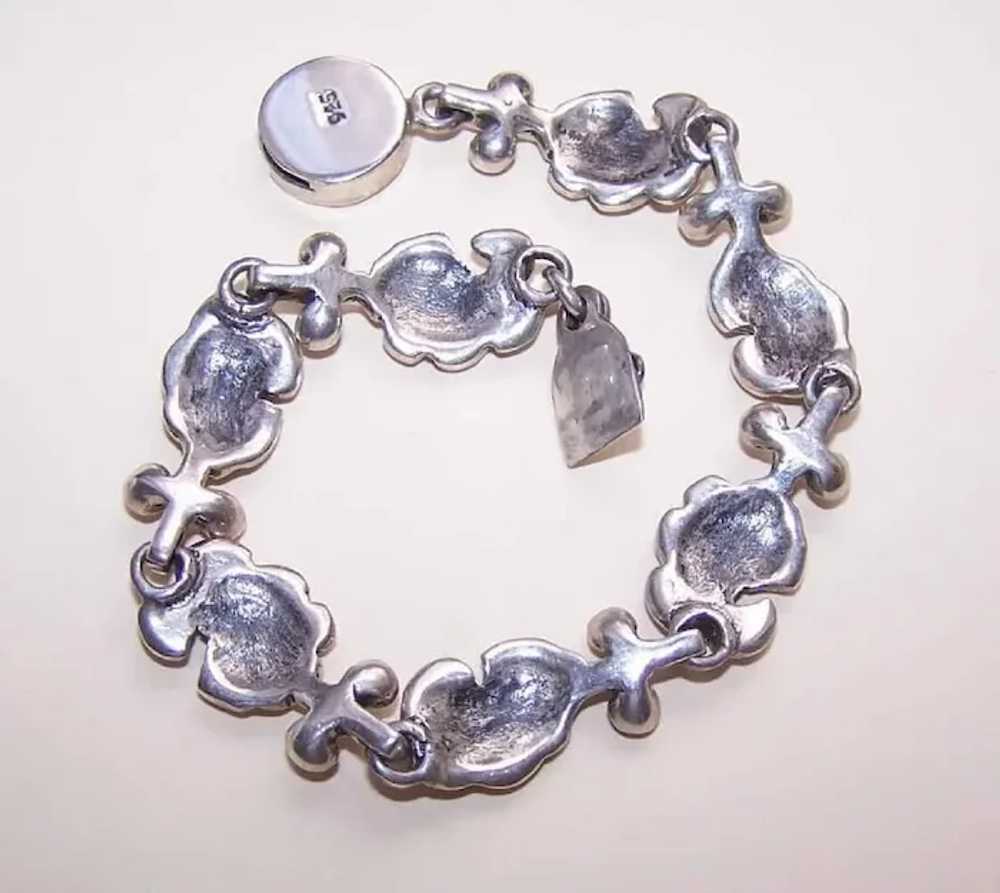 Retro Mid-Century Sterling Silver Link Bracelet -… - image 7