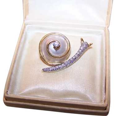 18K Gold .50CT TW Diamond and 18mm Mabe Pearl Pin… - image 1