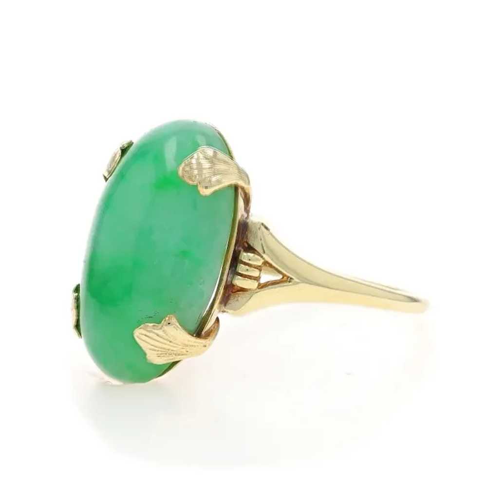 Yellow Gold Jadeite Art Deco Cocktail Solitaire R… - image 3