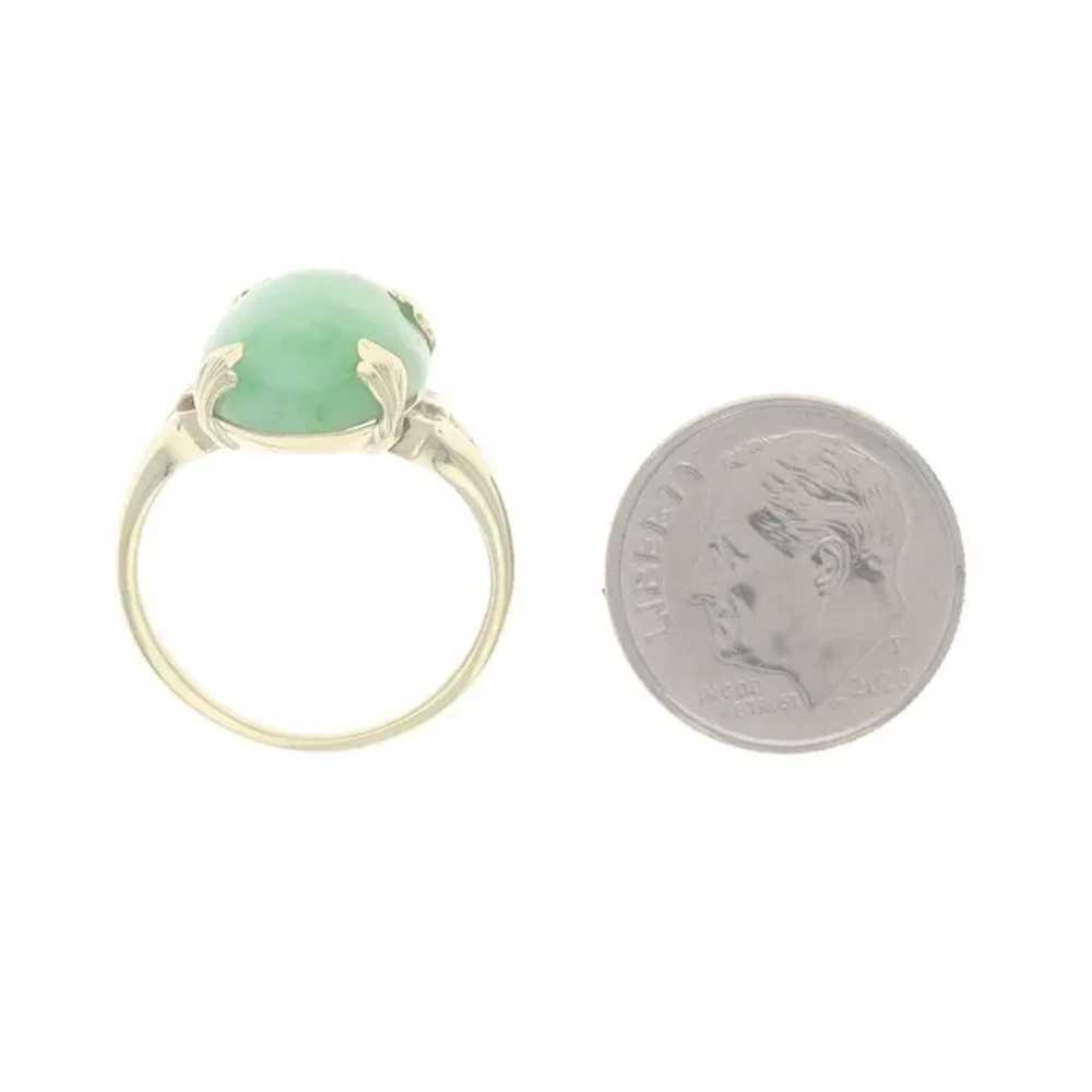 Yellow Gold Jadeite Art Deco Cocktail Solitaire R… - image 5