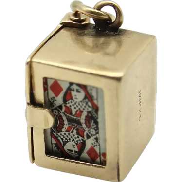 Vintage 14K Gold Deck of Cards Charm - image 1