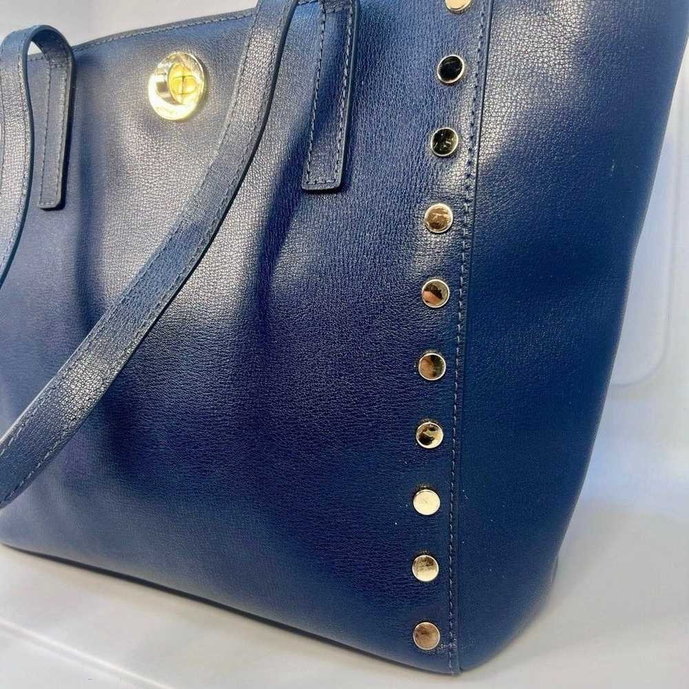 Michael Kors Blue Leather Gold Studded Handbag Pu… - image 7