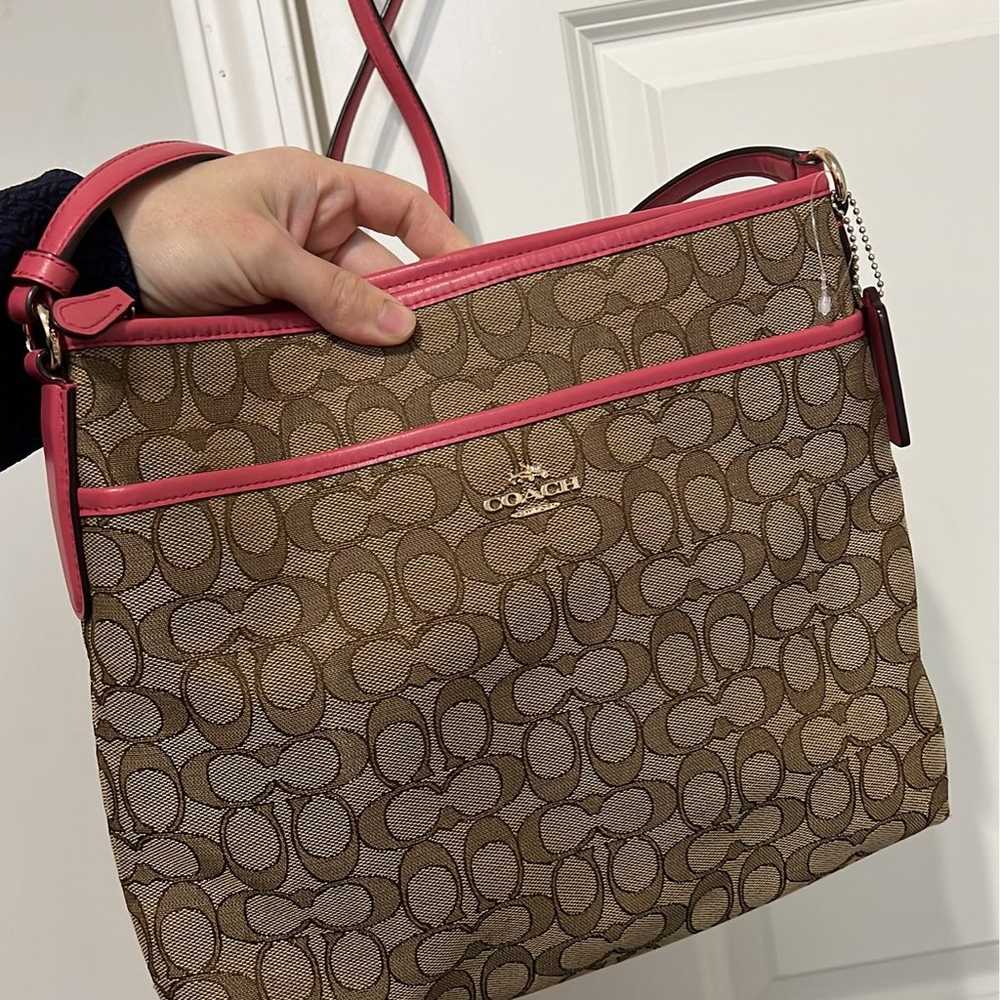 Coach  Signature Crossbody Bag with Pink Straps - image 2