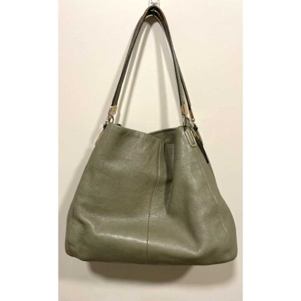 Coach Madison Green/Khaki Leather Shoulder Bag 3-… - image 1