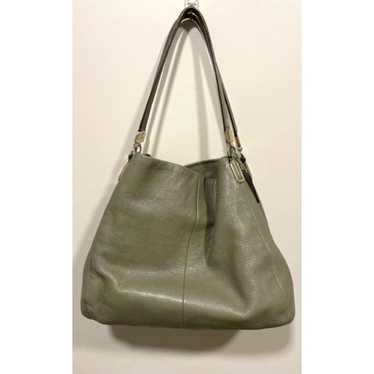 Coach Madison Green/Khaki Leather Shoulder Bag 3-… - image 1