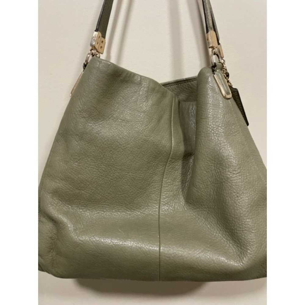 Coach Madison Green/Khaki Leather Shoulder Bag 3-… - image 6