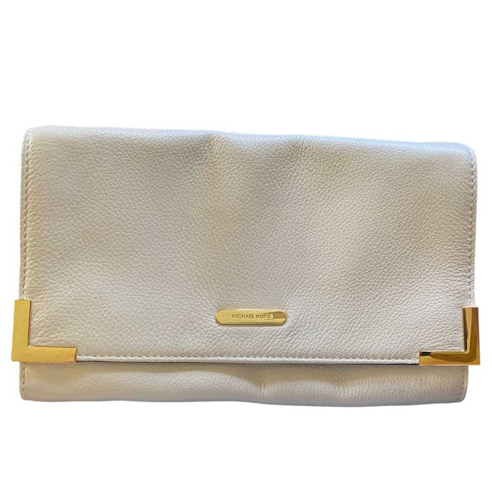 Michael Kors EUC Off White Pebbled Leather Clutch… - image 3