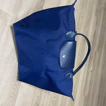 Longchamp Navy Nylon Leather Tote Bag