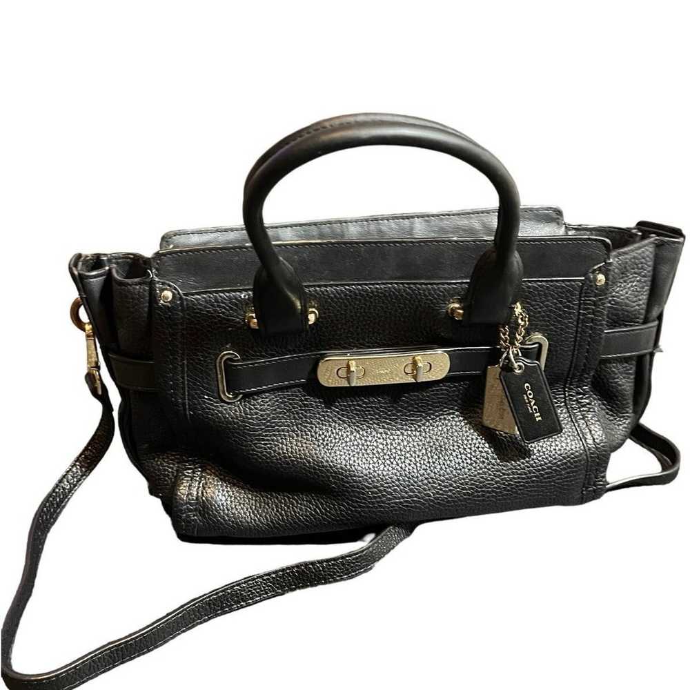 Coach Swagger 27 Satchel Black Pebble Leather Bag… - image 10