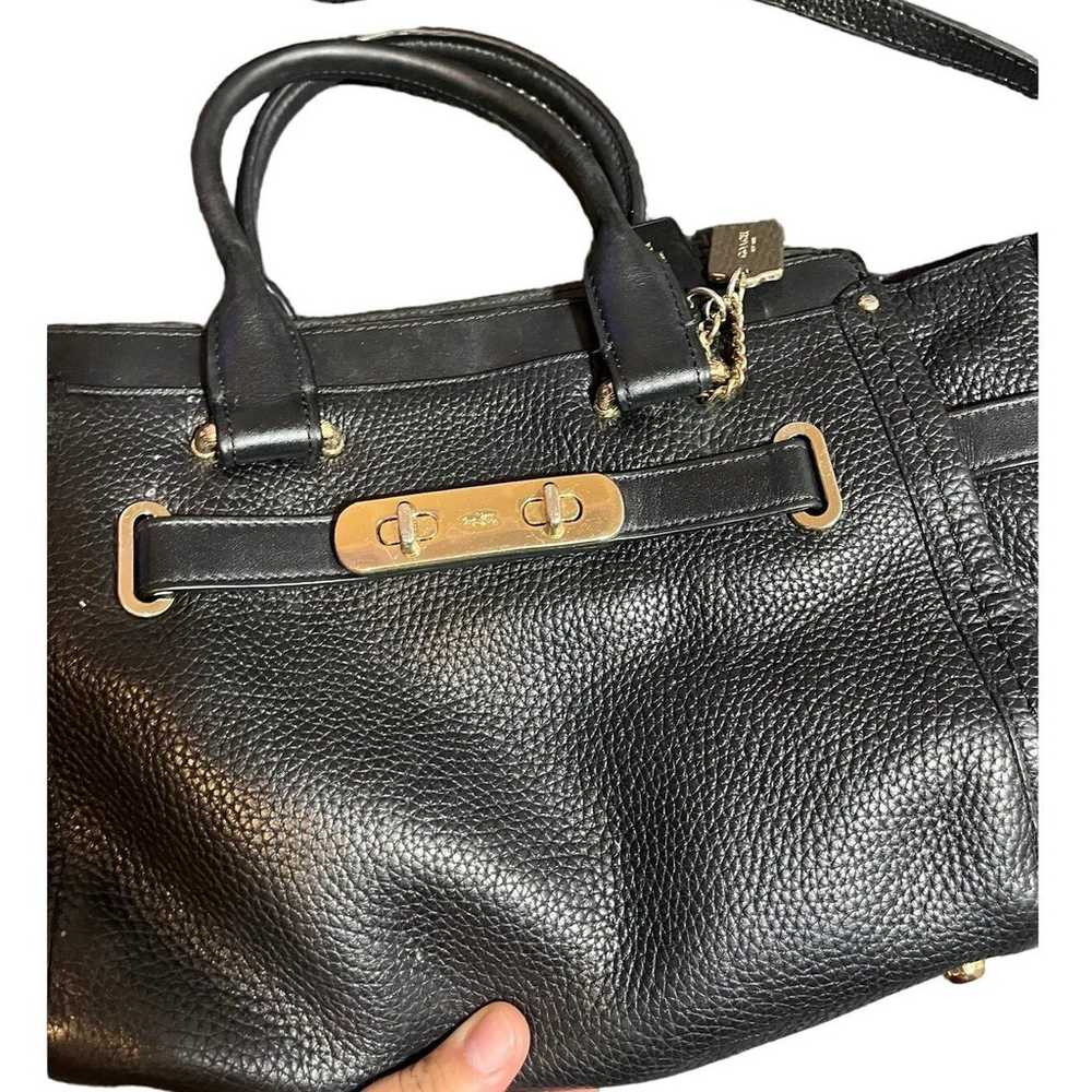 Coach Swagger 27 Satchel Black Pebble Leather Bag… - image 2