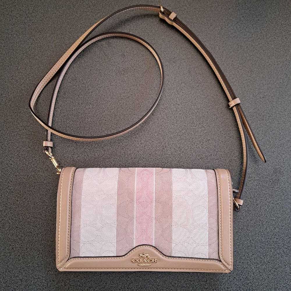 COACH Shoulder Bag Pink Stripes - image 1