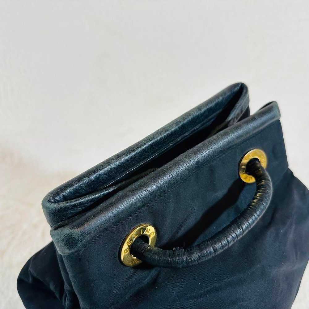 Celine Drawstring Shoulder Bag Bragg Nylon Fabric - image 7