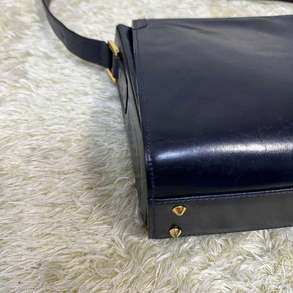 BALLY Vintage Shoulder Bag Navy Leather Hardware - image 11