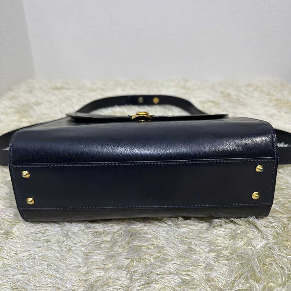 BALLY Vintage Shoulder Bag Navy Leather Hardware - image 7