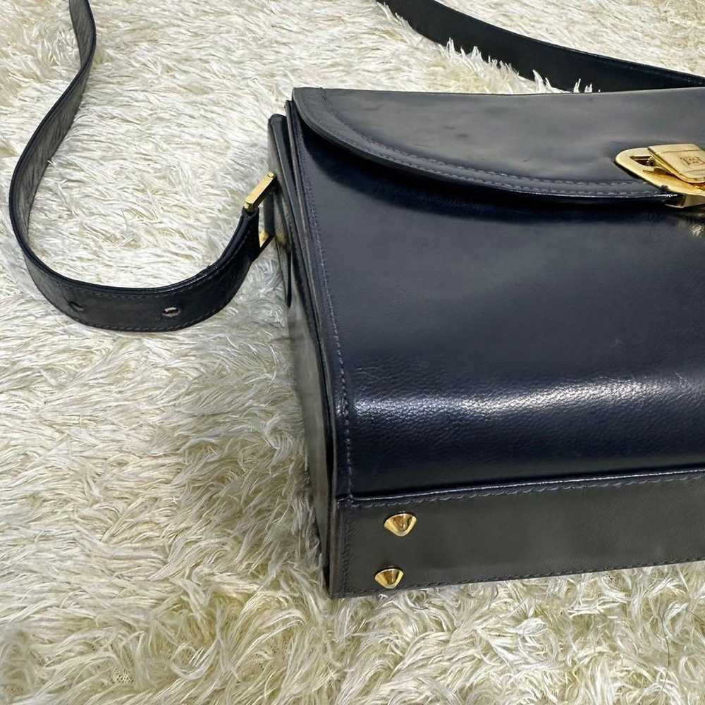 BALLY Vintage Shoulder Bag Navy Leather Hardware - image 9