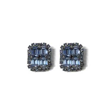 Vintage Finds Large Pale Blue Emerald Cut Crystal… - image 1