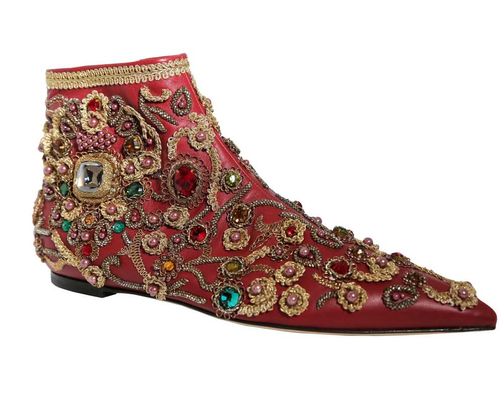 Dolce & Gabbana D&G Red Jewelled Ankle Boots - image 2